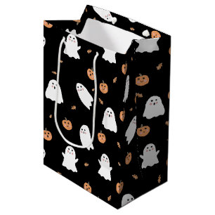 Niedliches Ghost- und Kürbisschwarz Halloween-Must Mittlere Geschenktüte