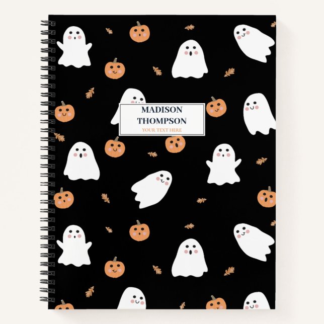 Niedliches Ghost- und Kürbisschwarz Halloween-Must Notizbuch (Vorderseite)
