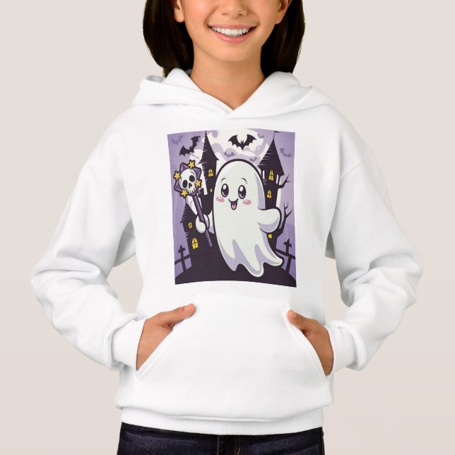Niedliches Ghosting-Poster mit einer spielerischen Hoodie (Vorderseite)