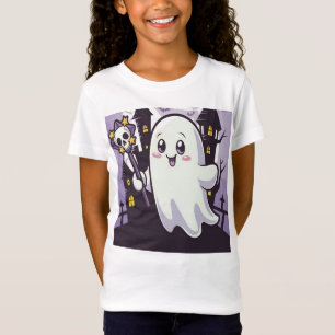 Niedliches Ghosting-Poster mit einer spielerischen T-Shirt