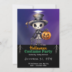 Niedliches Ghoul in Top Hat und Bow Krawatte Black Einladung