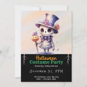 Niedliches Ghoul in Top Hat und Bow Krawatte Black Einladung