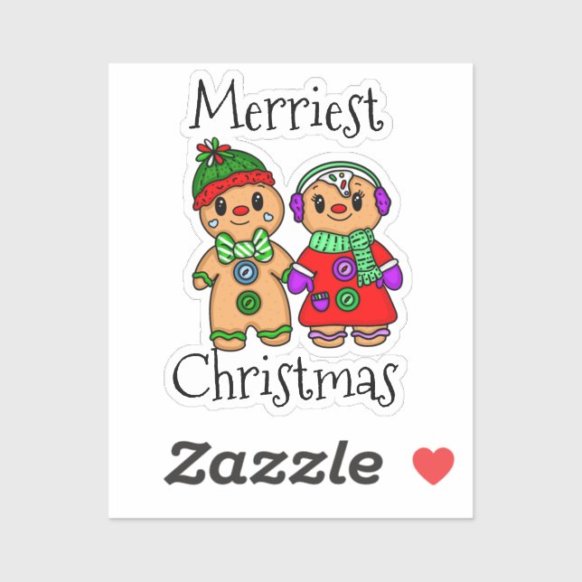 Niedliches Gingerbread Couple Holding Hands Weihna Aufkleber (Blatt)