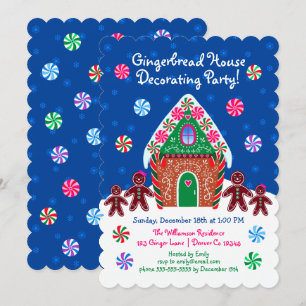 Niedliches Gingerbread Haus Dekorieren Party Weihn Einladung