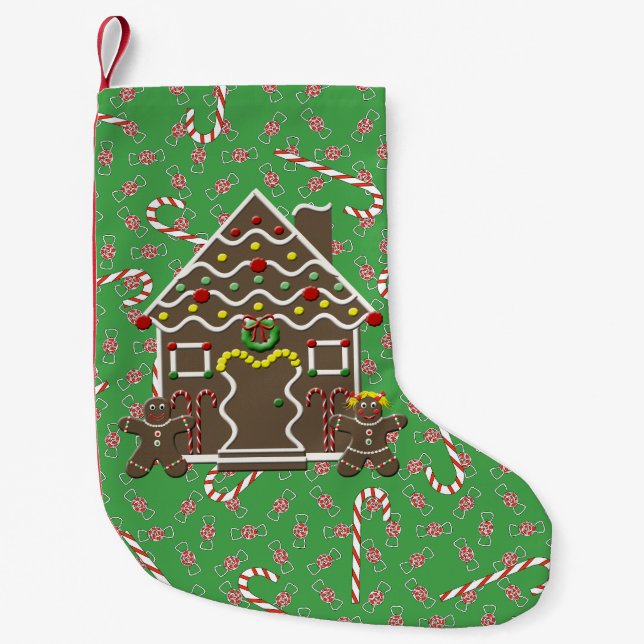 Niedliches Gingerbread Weihnachtskandy Canes Kleiner Weihnachtsstrumpf (Vorderseite)