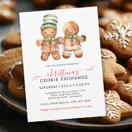 Niedliches Gingerbrot Couple Cookie Exchange Party Einladung