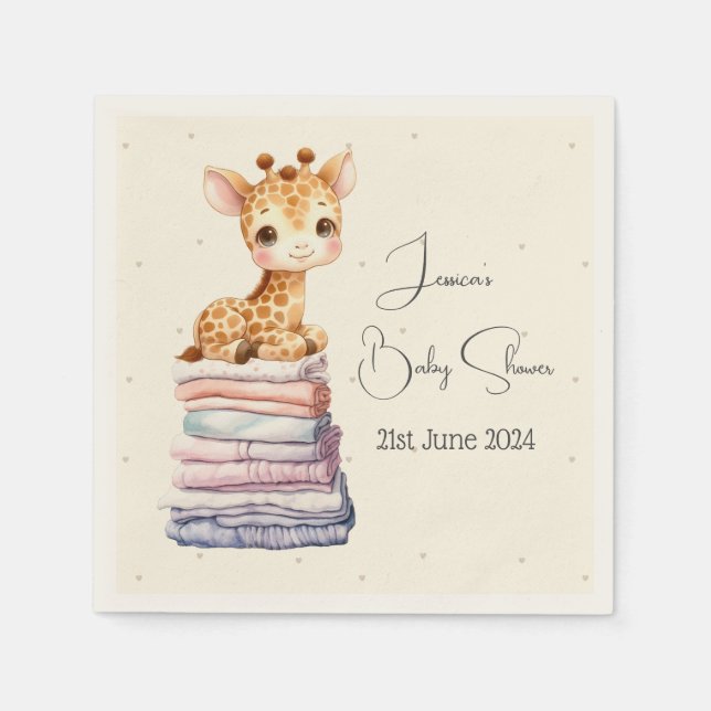 Niedliches Giraffe Baby Serviette (Vorderseite)