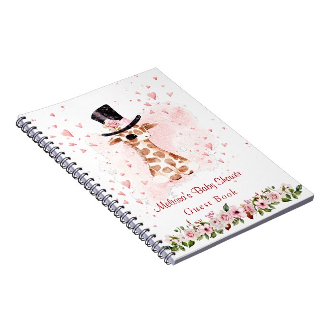 Niedliches Giraffe Baby Shower Gästebuch Notizblock (Rechte Seite)