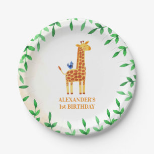 niedliches Giraffe & Bird Whimsical Party zum 1. G Pappteller