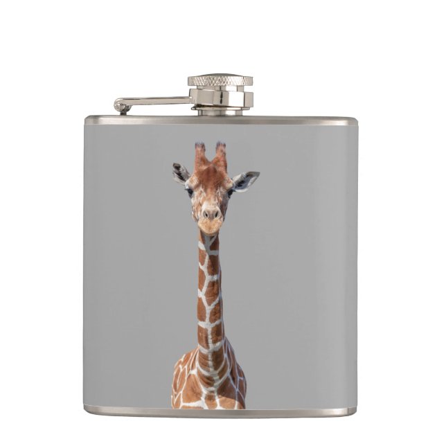 Niedliches Giraffengesicht Flachmann (Vorderseite)
