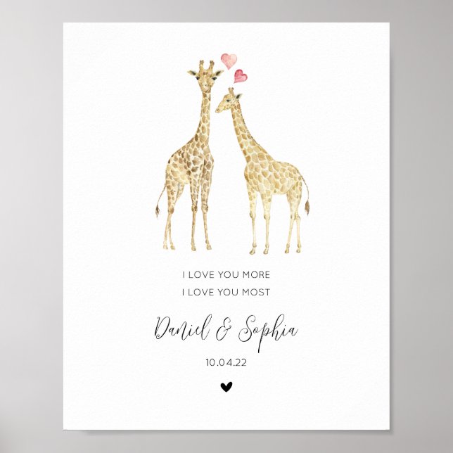Niedliches Giraffenkaffee zum Jubiläum der Liebe Poster (Vorne)