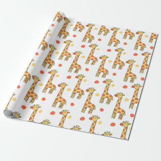 Niedliches Giraffenmuster Gelber Cartoon-Tierdruck Geschenkpapier