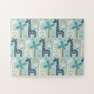 Niedliches Giraffenmuster in Pastellblau