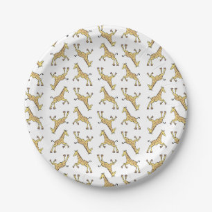 Niedliches Giraffenmuster Weiße Babyparty Pappteller
