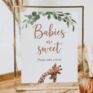 Niedliches Giraffenzeichen für Babydusche Leckerei Poster