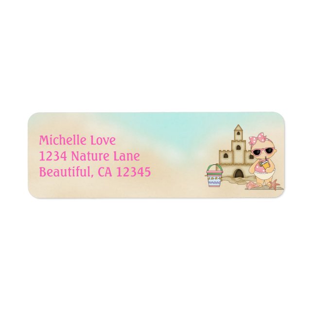 Niedliches Girl Beach Baby und Sandcastle-Adresse (Vorne)
