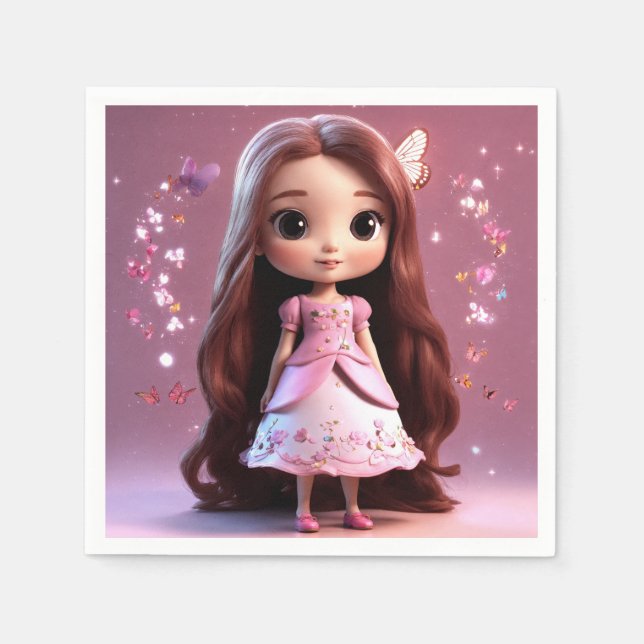 Niedliches Girl-Cartoon-Tissue Paper Serviette (Vorderseite)