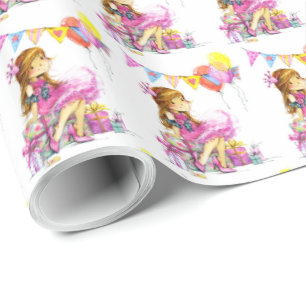 Niedliches Girl-Geschenkpapier Geschenkpapier