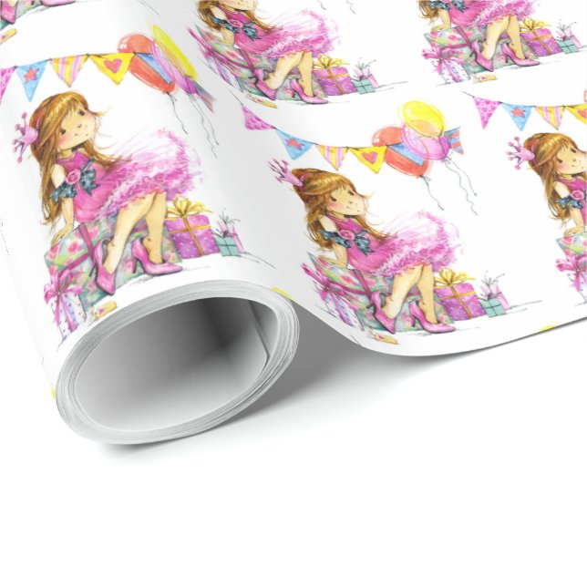 Niedliches Girl-Geschenkpapier Geschenkpapier (Rolleneckpunkt)