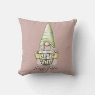 Niedliches Girl Gnome mit Eiern Ostern Urlaub Kissen