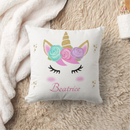 Niedliches Girl Kissen mit Einhorn und Sternen