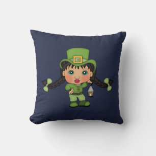Niedliches Girl Leprechaun Reversible Kissen