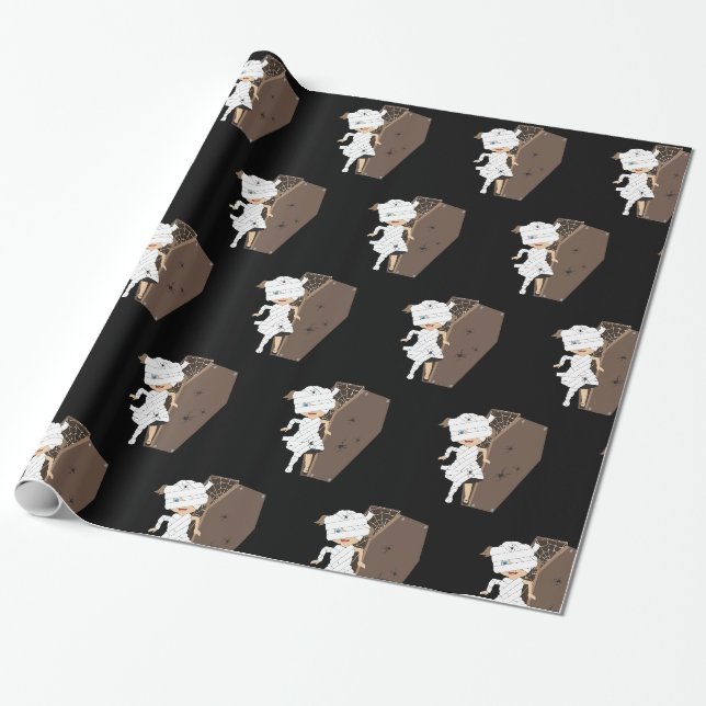 Niedliches Girl-Mummy-Coffin Halloween-Design Geschenkpapier (Ungerollt)