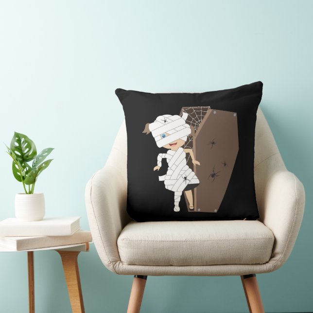 Niedliches Girl-Mummy-Coffin Halloween-Design Kissen (Stuhl )