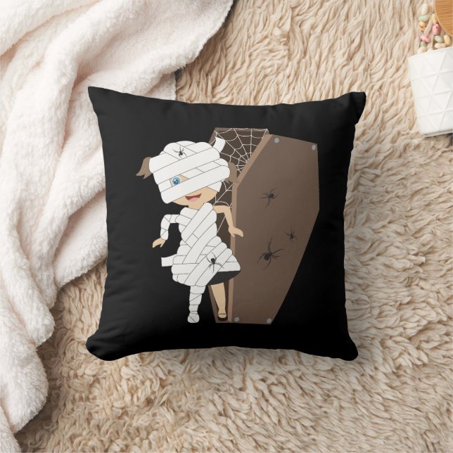 Niedliches Girl-Mummy-Coffin Halloween-Design Kissen (Decke)