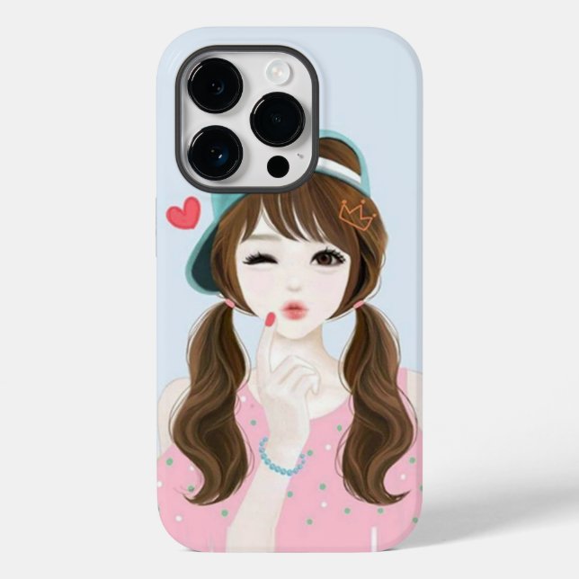 Niedliches Girl-Muster-Designer druckt Mobile Cove Case-Mate iPhone 14 Pro Hülle (Rückseite)