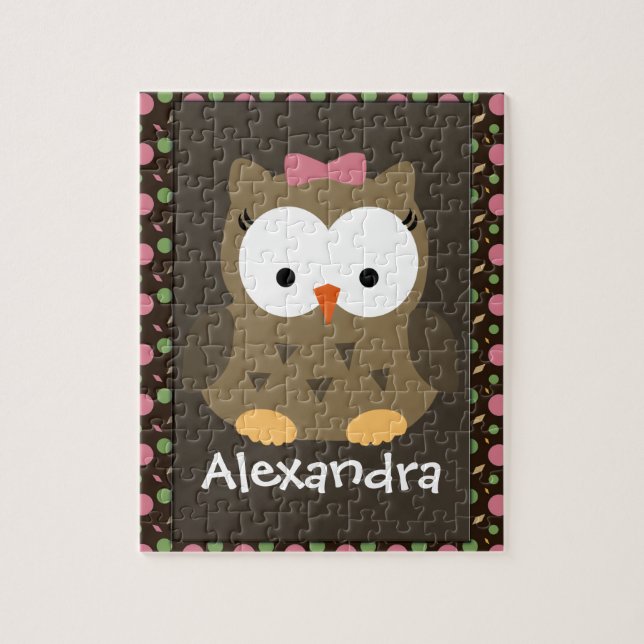 Niedliches Girl-Owl, rosa/grün/braun (Vertikal)