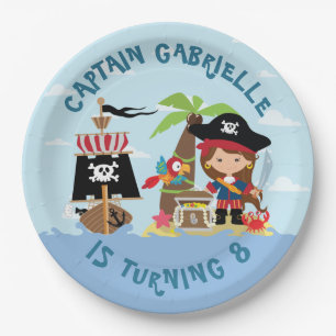 Niedliches Girl Pirate Party Papierplatte Pappteller