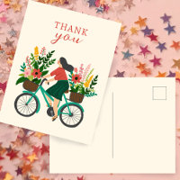Niedliches Girl Riding Fahrrad mit Blume DANK