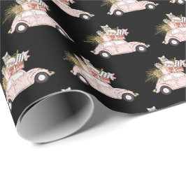 Niedliches Girl-Rosa-Auto Weihnachten Geschenkpapier
