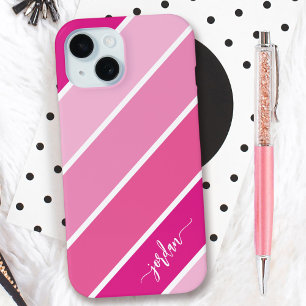 Niedliches Girl-Skriptname Pink Stripes-Muster Case-Mate iPhone Hülle