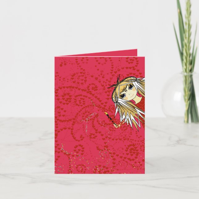 Niedliches Girl Valentine oder Mitteilungskarten (Vorderseite)