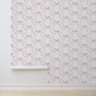 Niedliches Girlanästhetisches Pink Bow-Muster Tapete