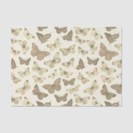 Niedliches Girly Beige Butterfly-Muster Seidenpapier