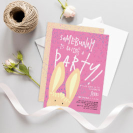 Niedliches Girly Bunny mit Pastellrosa Dots Party Einladung