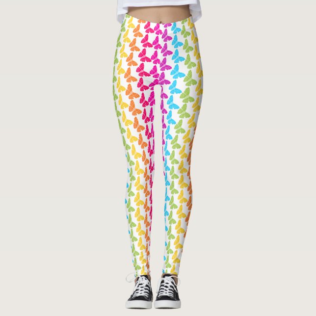 Niedliches Girly Colorful Rainbow Butterfly Patter Leggings (Vorderseite)