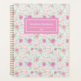 Niedliches Girly Floral Tees Cups Muster Personali Planer
