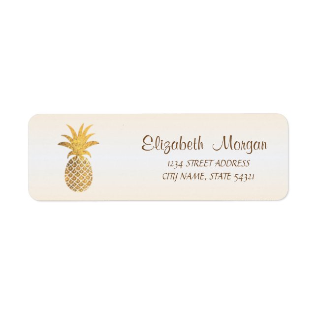 Niedliches Girly-Gold-Ananas-Adressetikett (Vorne)