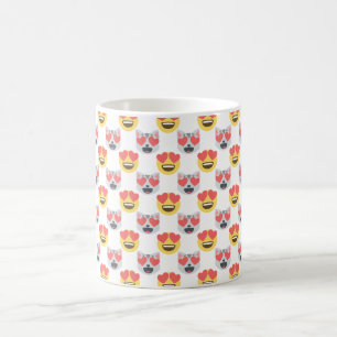 Niedliches Girly in Liebe-Herz-Katze Emoji Muster Kaffeetasse
