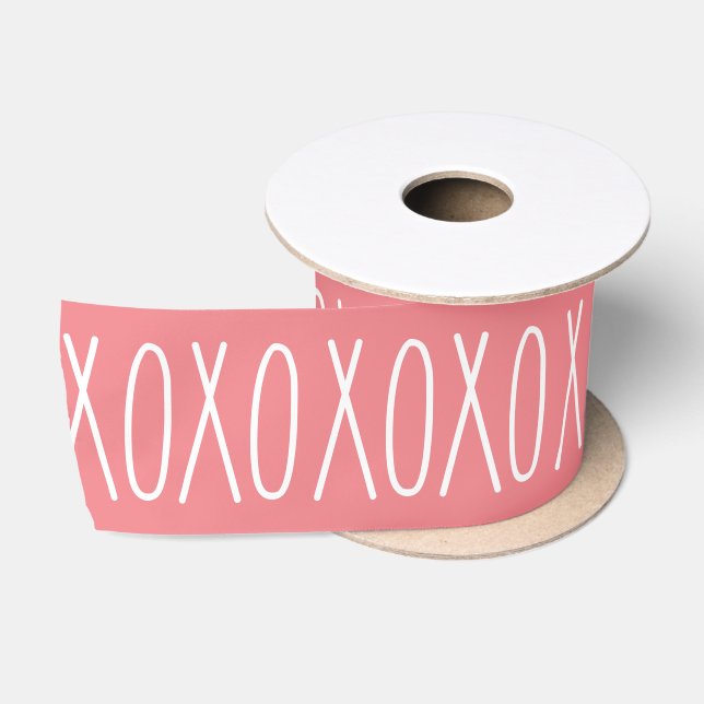 Niedliches Girly Pink handgeschriebenes Skript XoX Satinband (Spule)