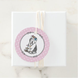 Niedliches Girly Tea Party Altes Englisch Sheepdog Geschenkanhänger