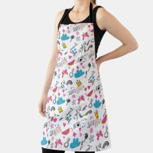 Niedliches Girly Unicorn Regenbogen Fun Farbiges M Schürze