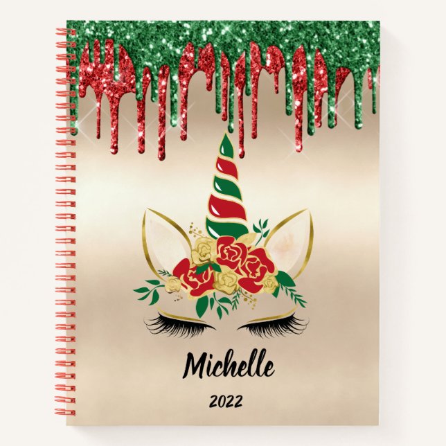 Niedliches Girly Unicorn Weihnachtsgeschenk Sketch Notizbuch (Vorderseite)