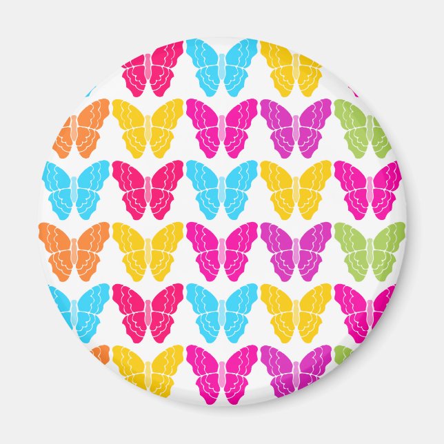 Niedliches Girly Vibranly Rainbow Butterfly Patter Magnet (Vorne)