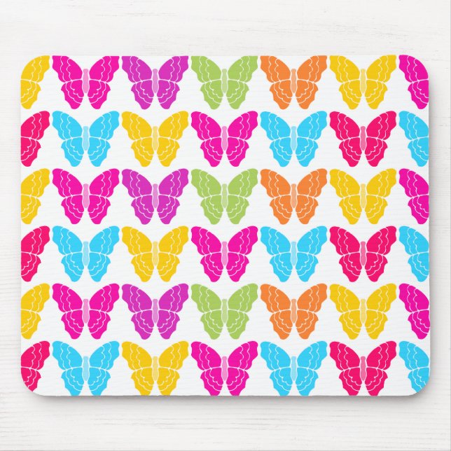 Niedliches Girly Vibranly Rainbow Butterfly Patter Mousepad (Vorne)