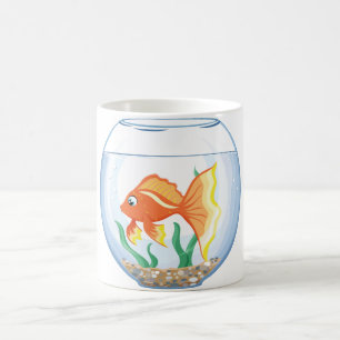 Niedliches Glas des Goldfish im Kaffeetasse